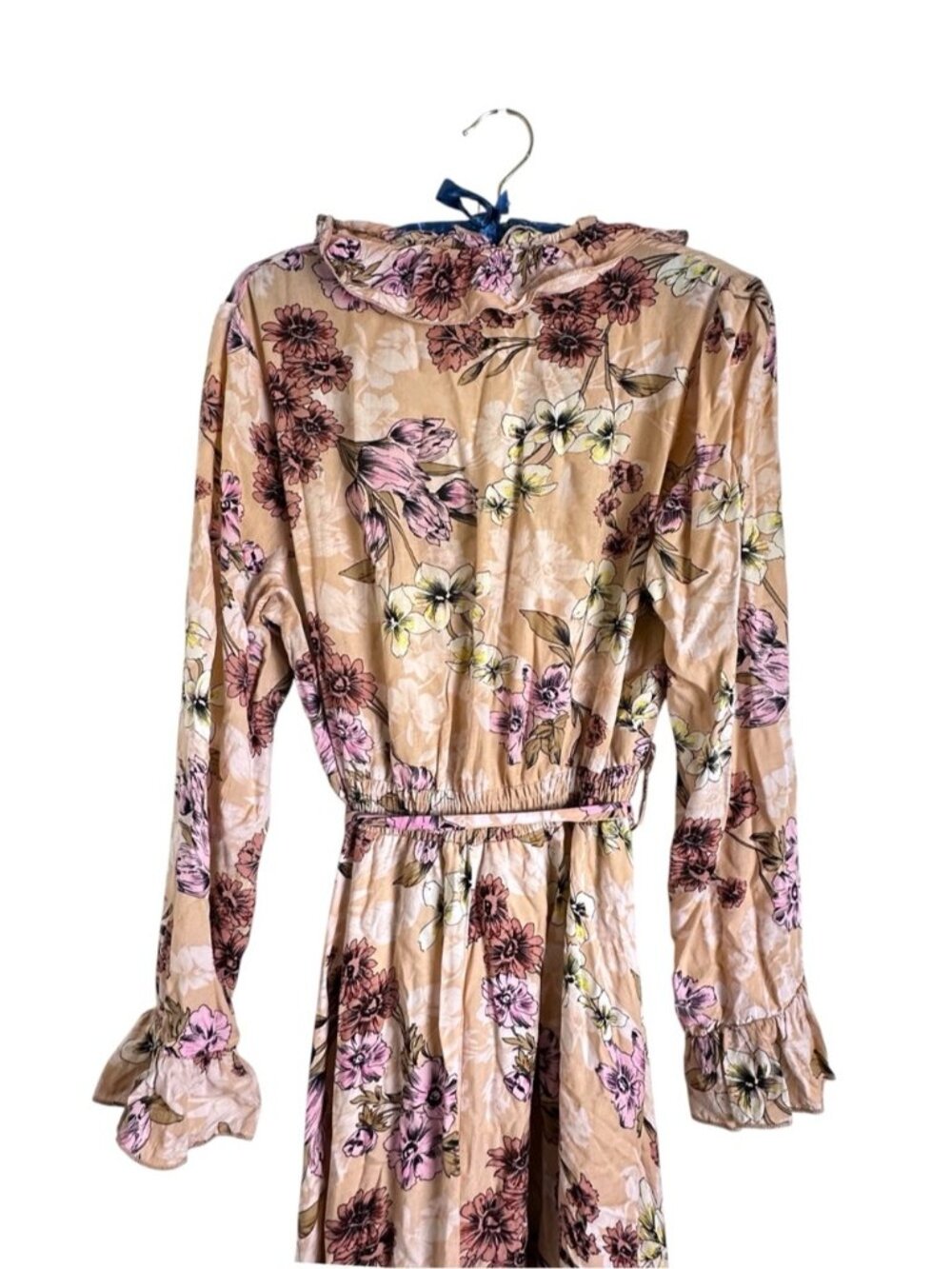 Jaase Chantal Boho Floral Ruffle Romantic Maxi Dress Peach Pink Handcrafted M - Picture 8 of 13